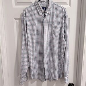 Johnnie-O blue/purple/teal plaid button down.